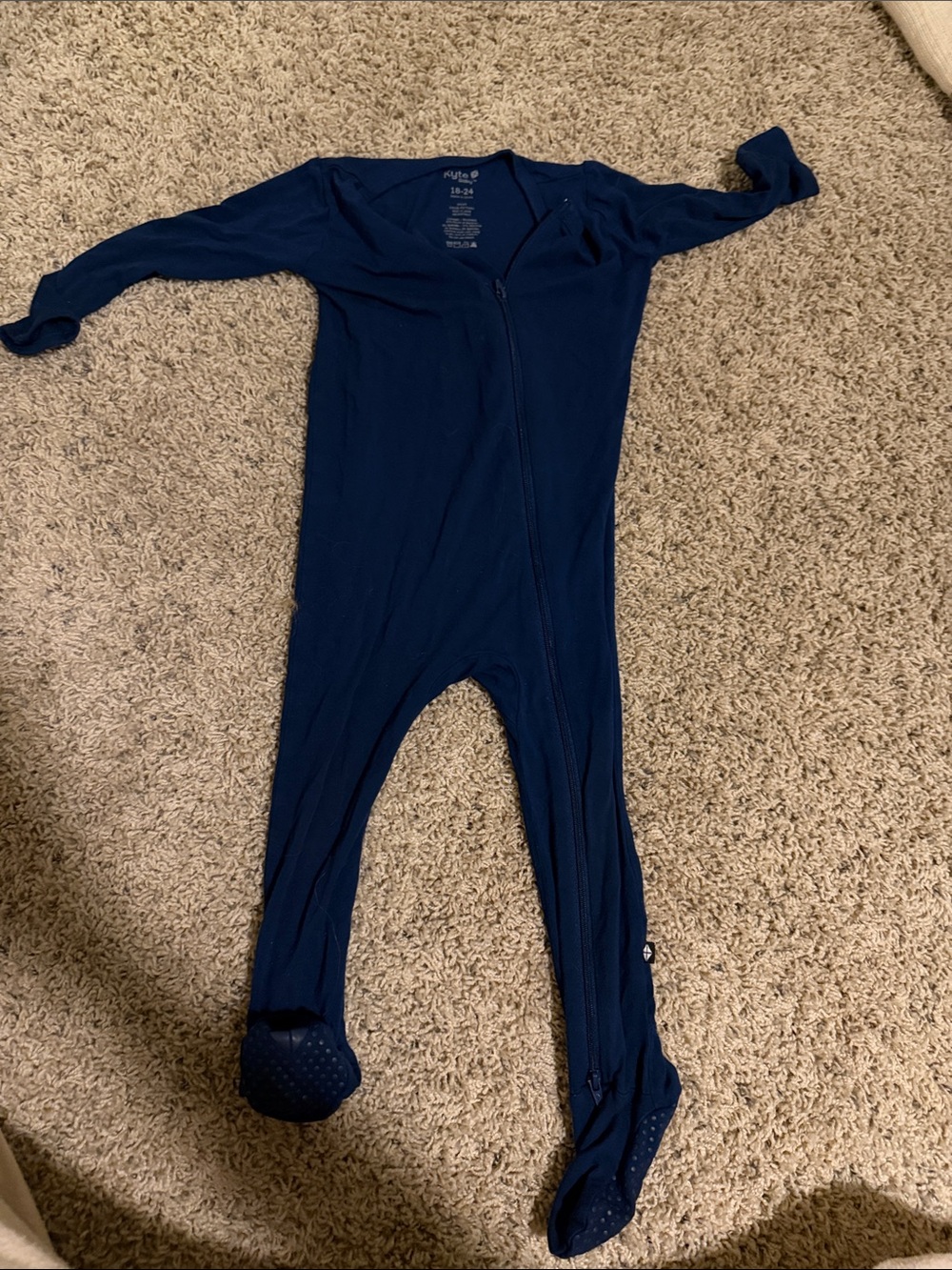 Kyte 18-24 month Navy Zip-Front Footed One-Piece Pajamas